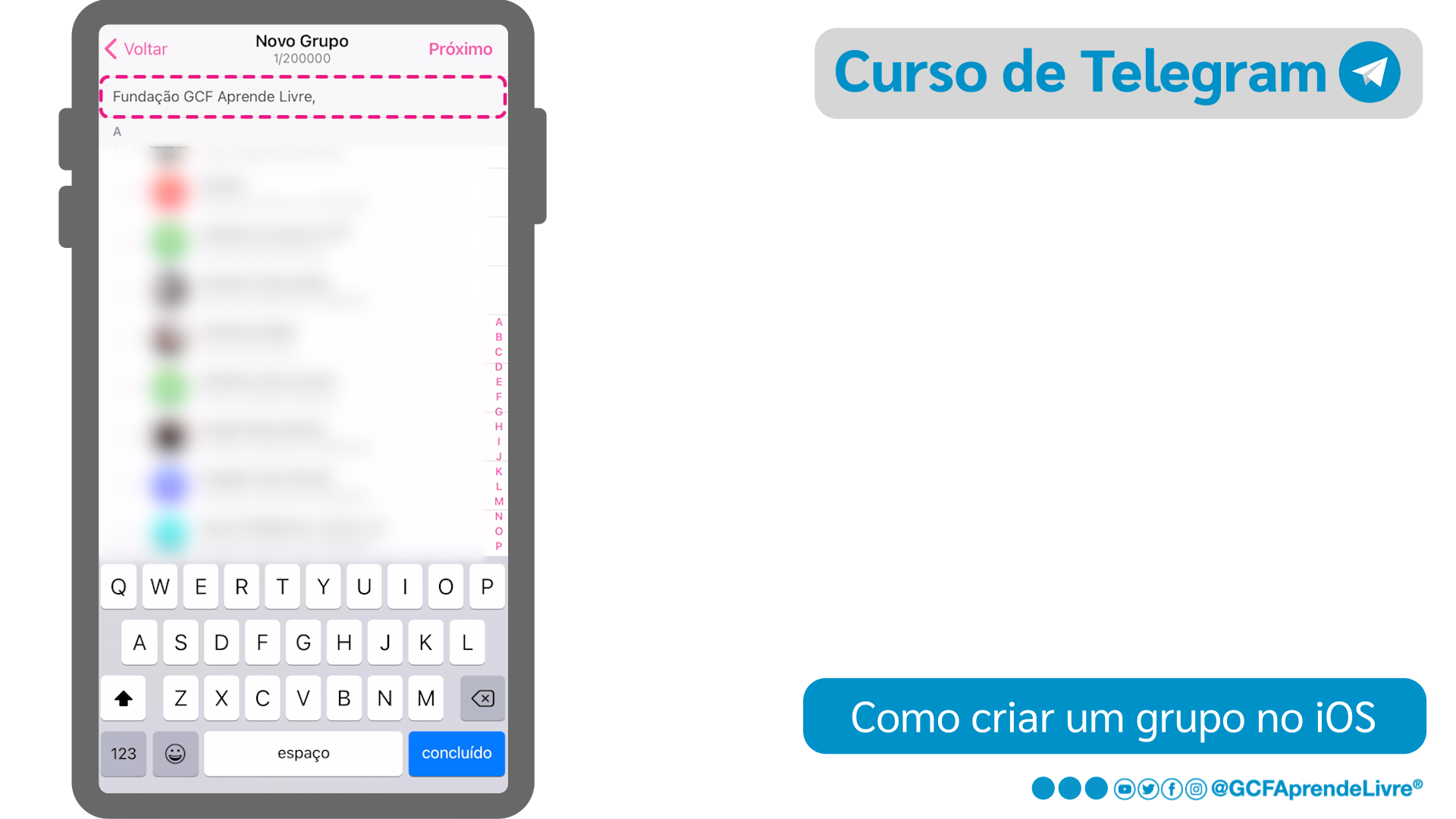 Como criar um grupo do Telegram no iOS - passo 3